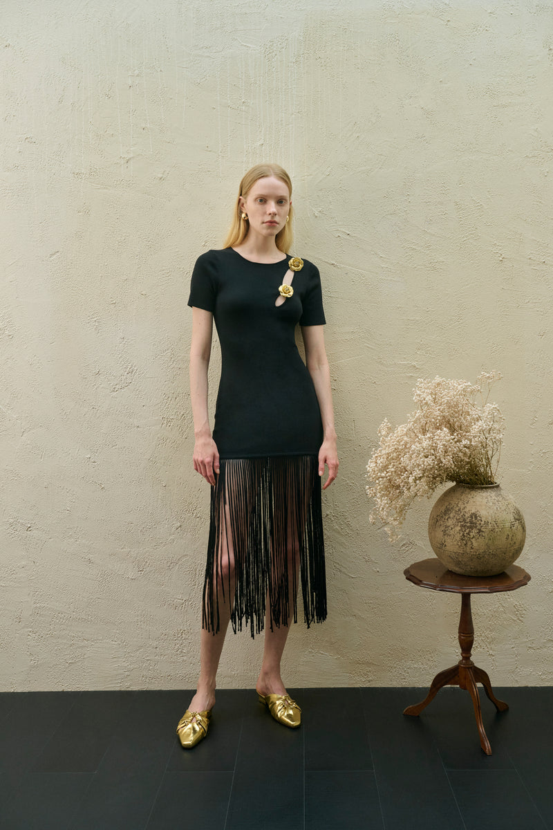 Rosette fringed dress