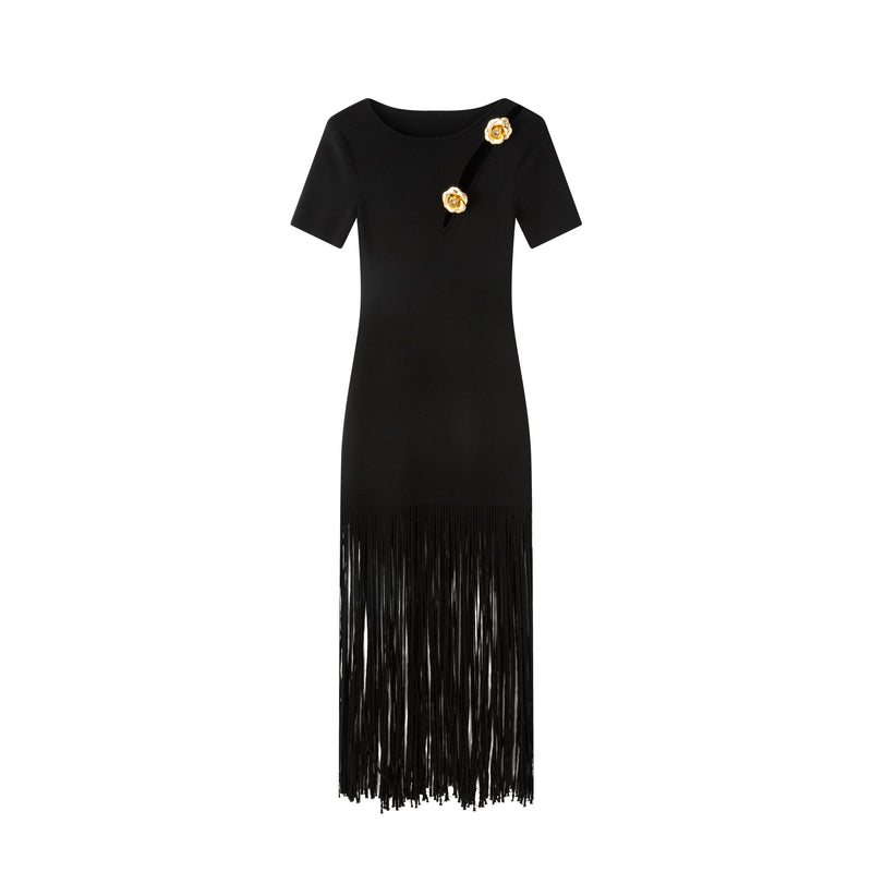 Rosette fringed dress