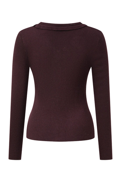 Rosette ribbed wool cardigan