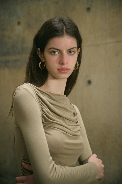 Ruched long-sleeve top