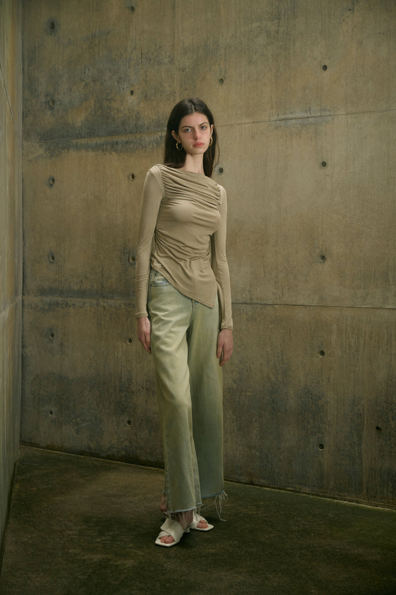 Ruched long-sleeve top