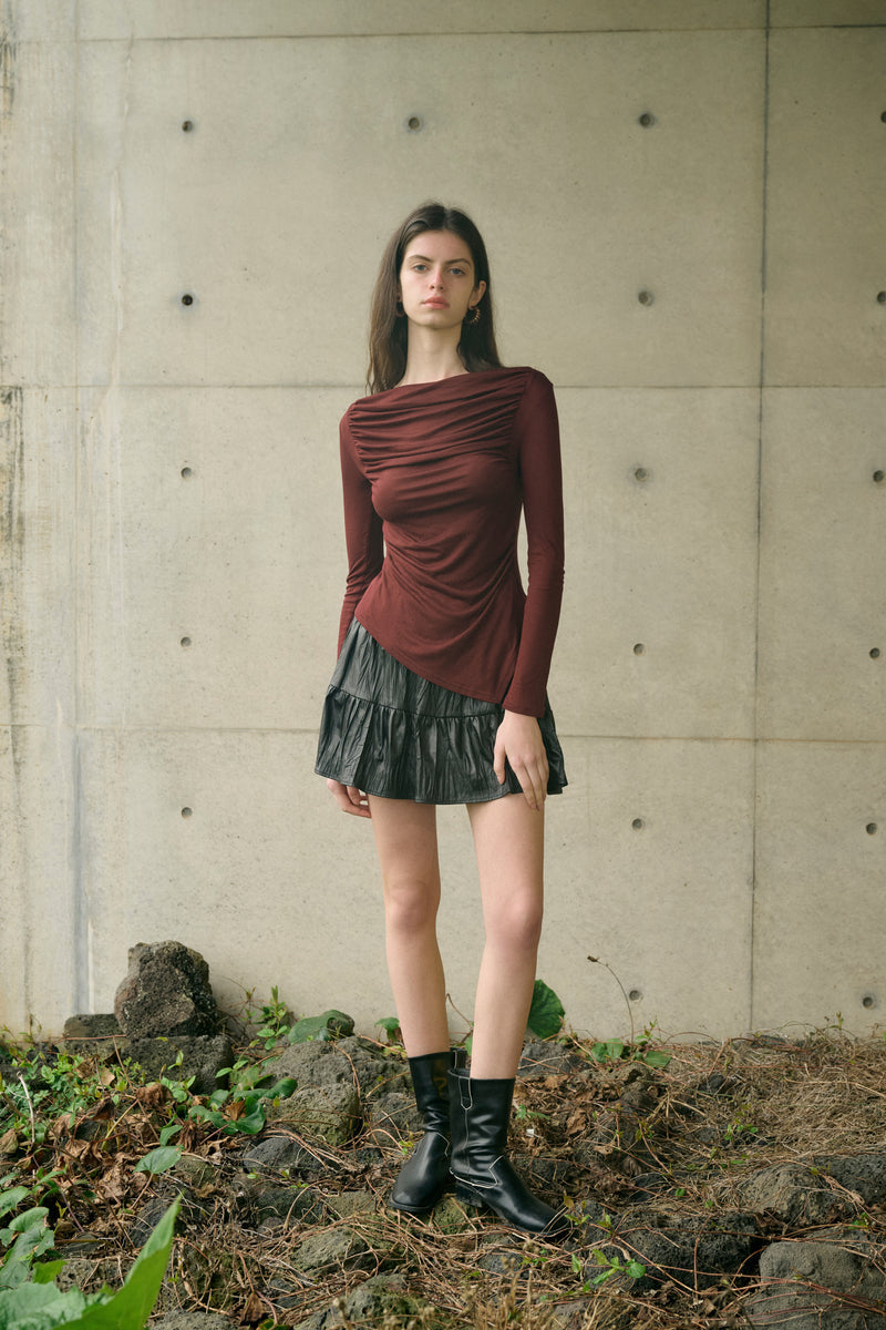 Ruched long-sleeve top