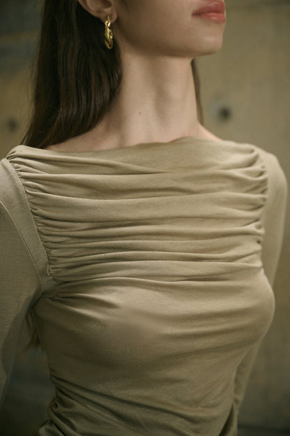Ruched long-sleeve top