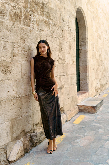 Ruched velvet top