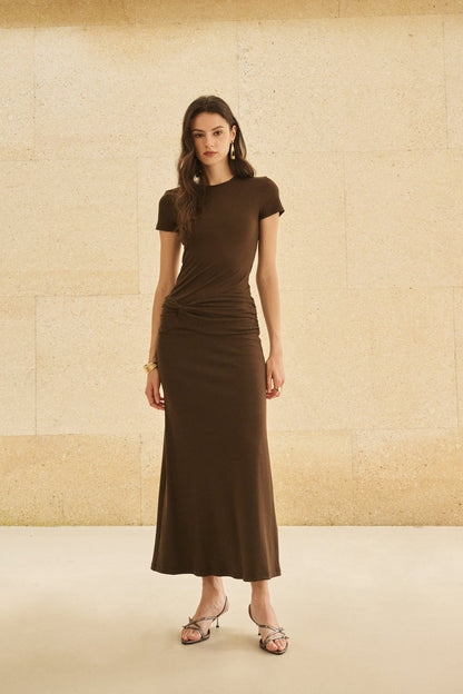 Ruched waist cutout back knit set