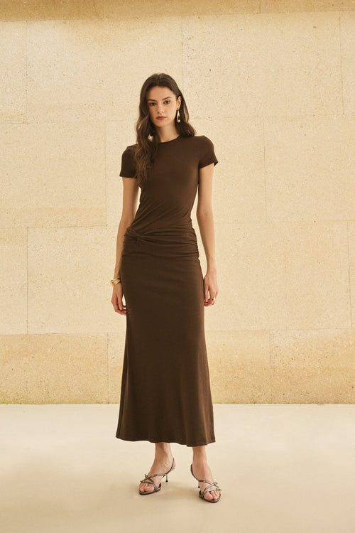 Ruched waist cutout back knit set