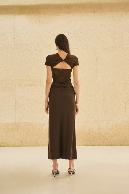 Ruched waist cutout back knit set