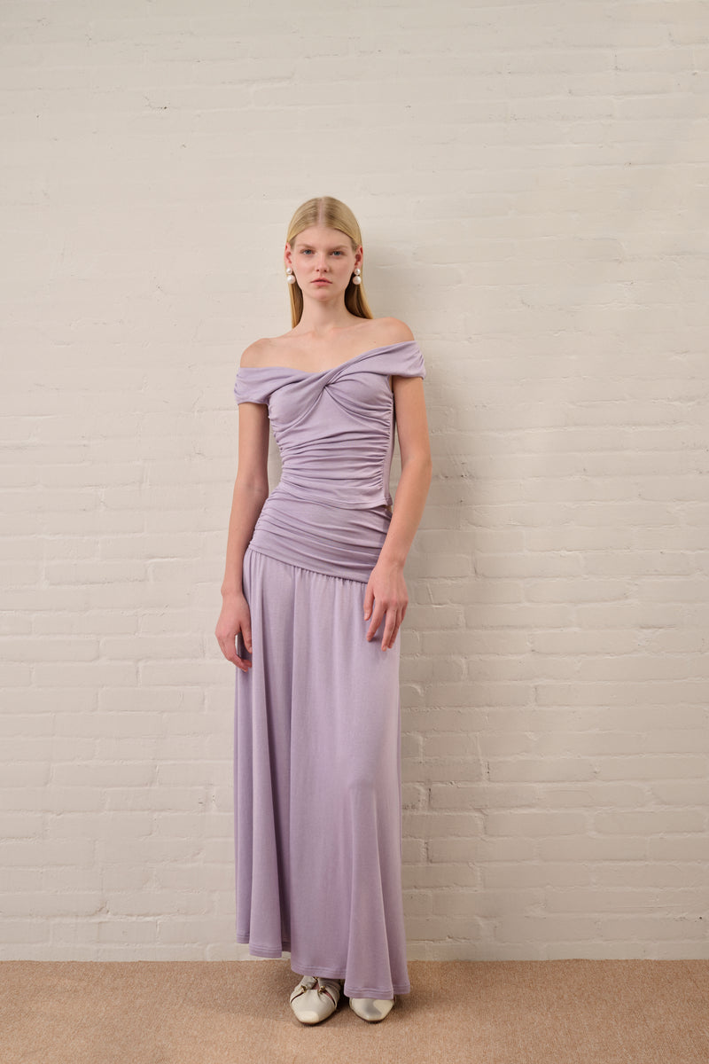 Ruched waist maxi skirt
