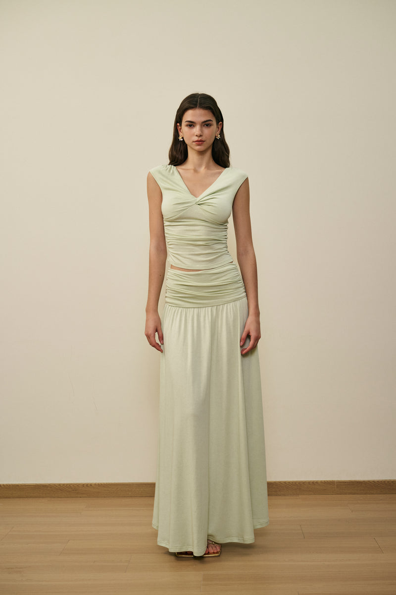 Ruched waist maxi skirt