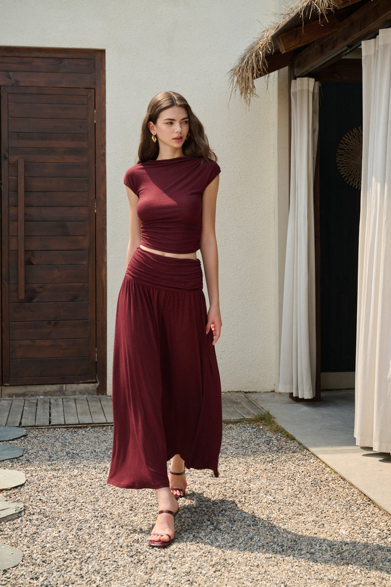 Ruched waist two-piece set