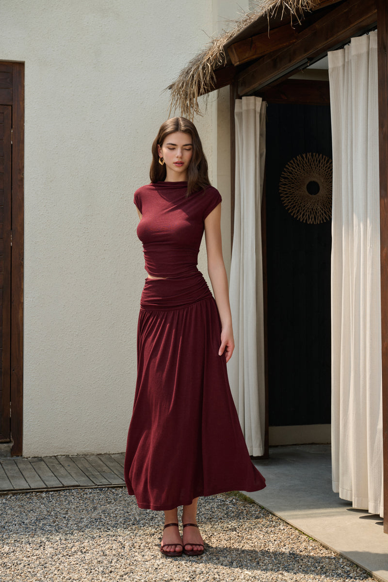 Ruched waist two-piece set