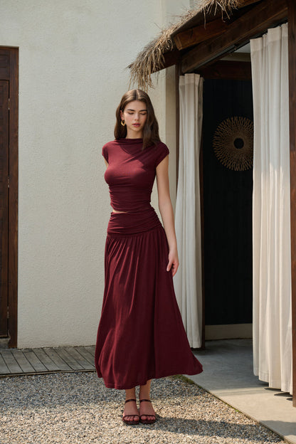 Ruched waist two-piece set