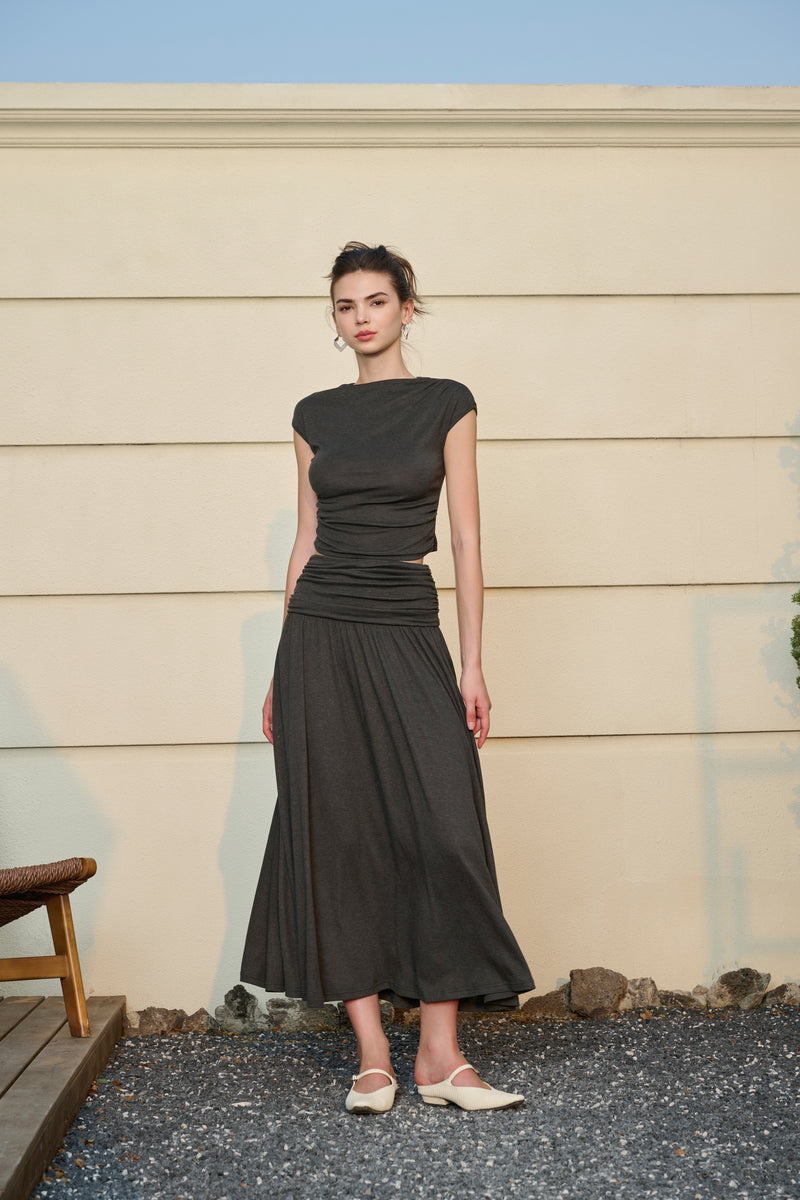 Ruched waist two-piece set