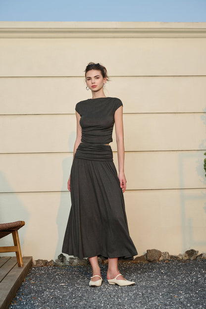 Ruched waist two-piece set