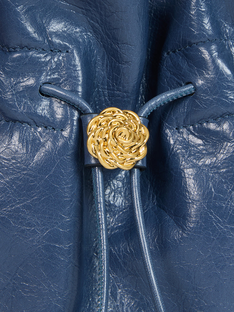 ANISETTE denim-effect leather bucket bag, interior view by Rouje
