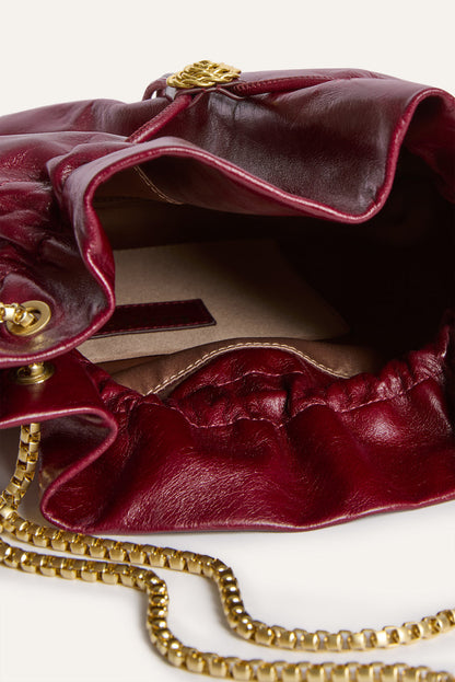 ARTISTE burgundy patent leather large purse, interior view by Rouje