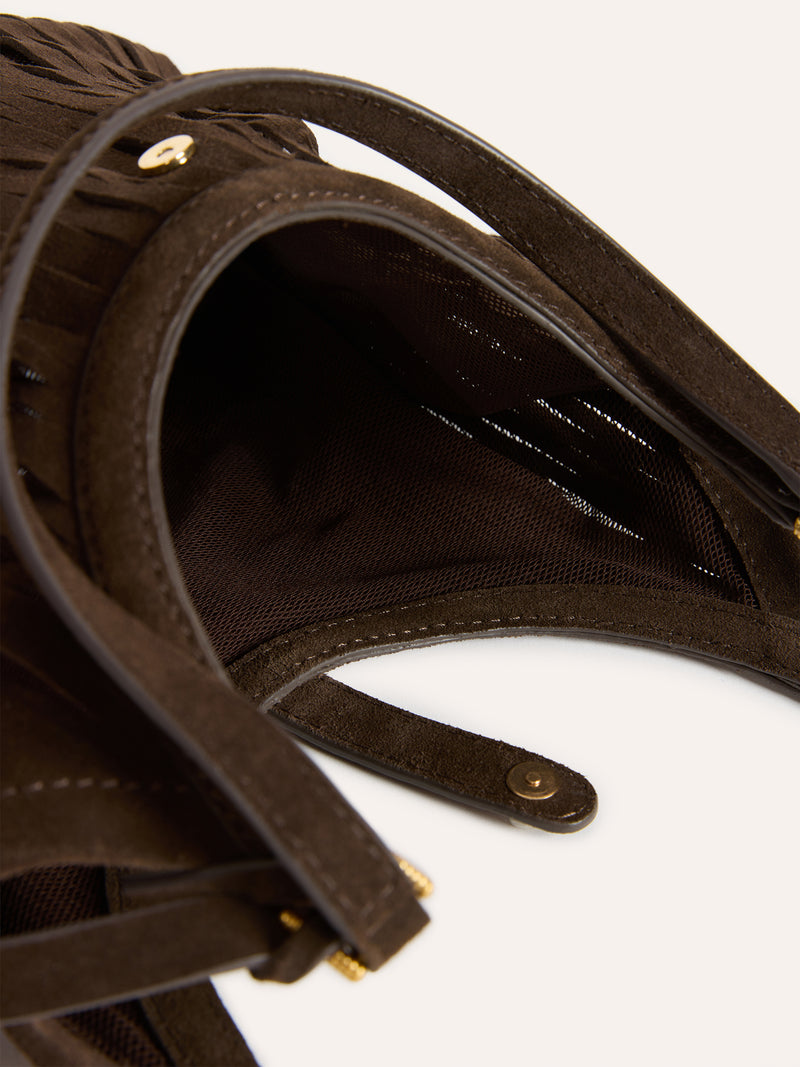 CHOUQUETTE ebony laser-cut leather bag, flat packshot by Rouje