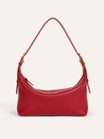 MINUIT red leather soft bag, front view by Rouje