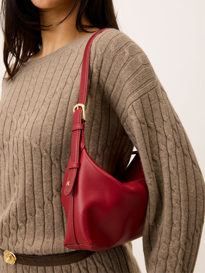 MINUIT red leather soft bag, back view by Rouje