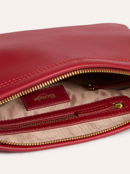 MINUIT red leather soft bag, interior view by Rouje
