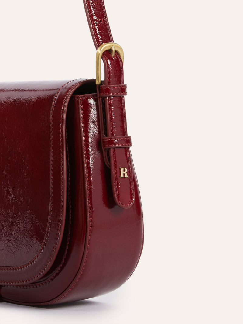 TROQUET burgundy patent leather bag, interior view by Rouje