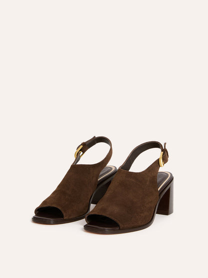 SEVILLANE ebony suede sandals, side view by Rouje