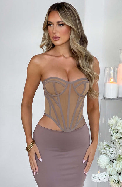 Santanna Corset - Chocolate/Nude Dress Babyboo Fashion Premium Exclusive Design