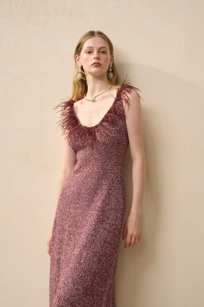 Scoop neck cotton wool dress