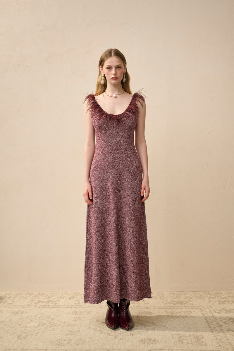 Scoop neck cotton wool dress