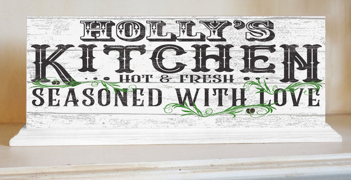 SEasoned With Love Kitchen Sign Personalized - Solid Wood 16.5in x 6in - Broad Bay Personalized Gifts Shipped Fast
