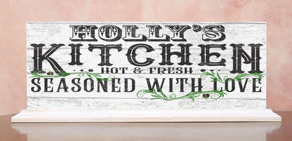SEasoned With Love Kitchen Sign Personalized - Solid Wood 16.5in x 6in - Broad Bay Personalized Gifts Shipped Fast