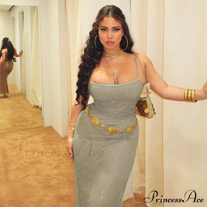 Sequin Mesh Stylish Long Dress