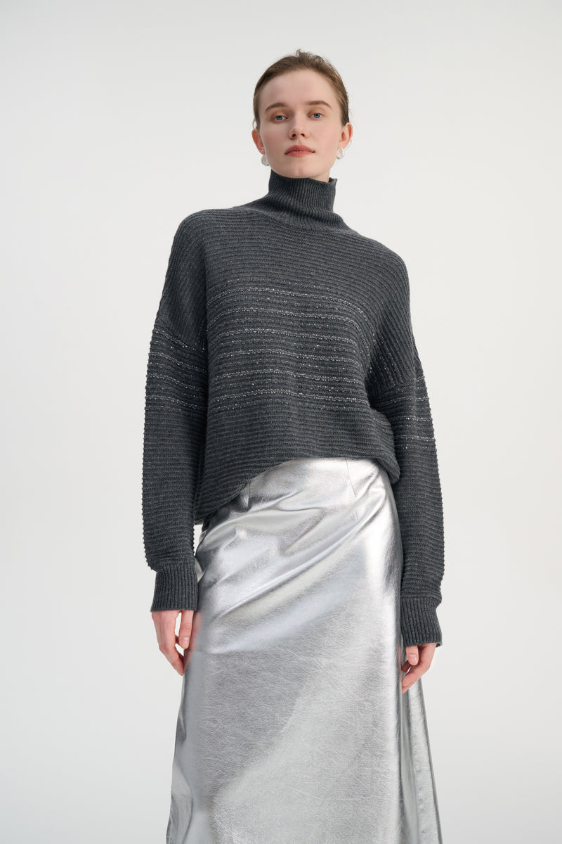 Sequin touch turtleneck sweater