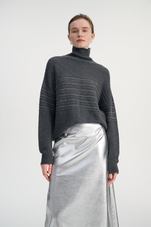 Sequin touch turtleneck sweater