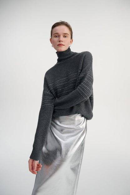 Sequin touch turtleneck sweater