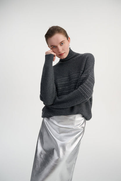 Sequin touch turtleneck sweater