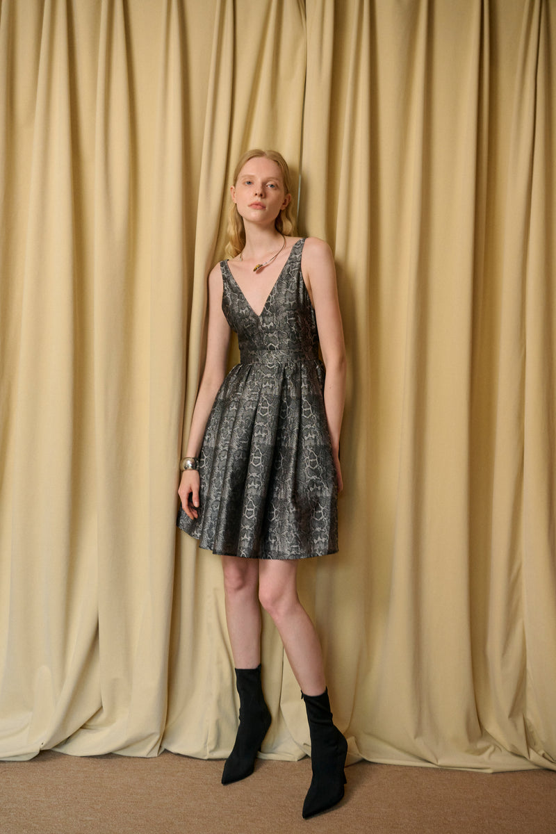 Serpent print v-neck dress