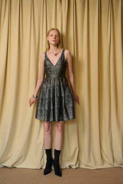 Serpent print v-neck dress
