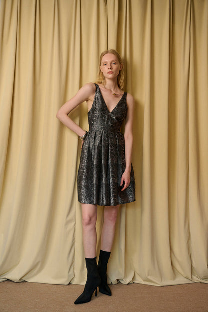 Serpent print v-neck dress