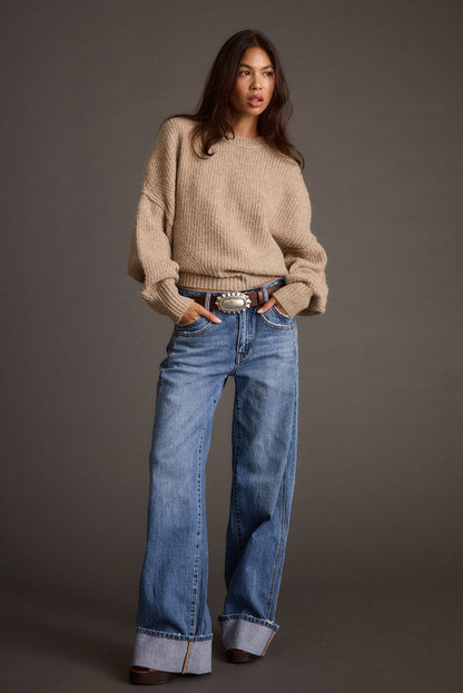 Additional view of the Shae Taupe Pullover Sweater from a different perspective.