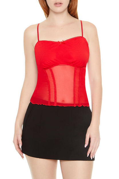 Sheer Mesh Bow Cami