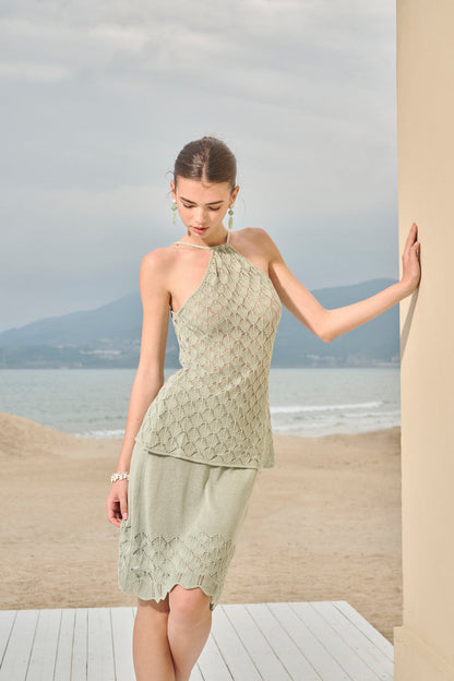 Shell stitch knit set
