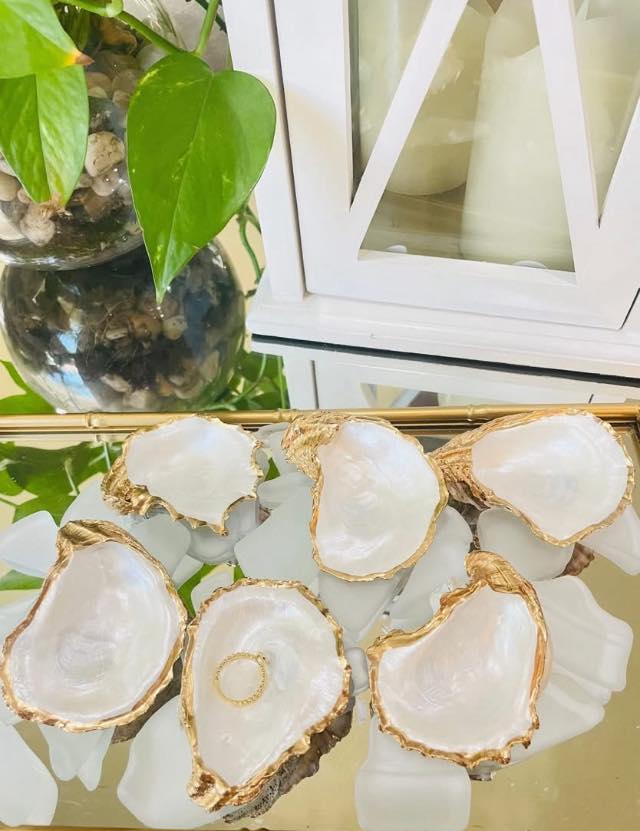 Shells by Shea Gilded Oyster Shell Trinket Tray