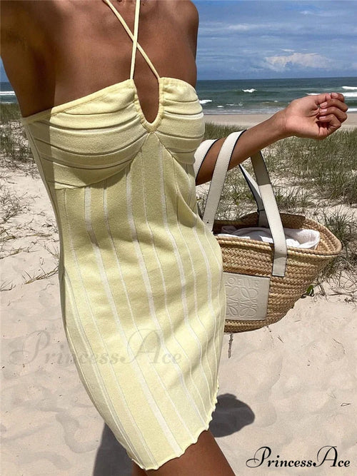 Shilloh Elegant Mini Dress Yellow / S