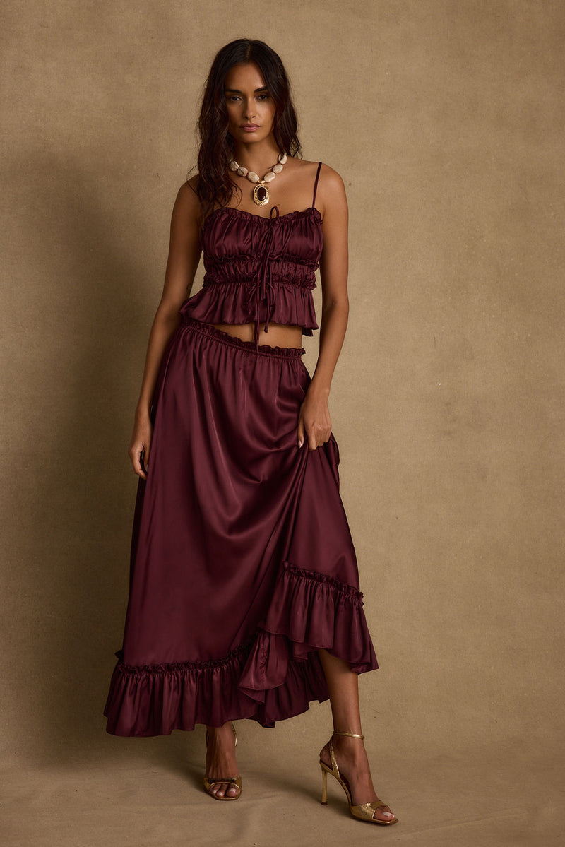 Back view of the piece showing the silhouette and fit.