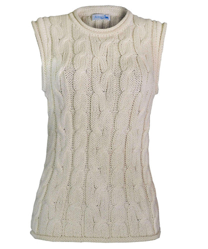 Sleeveless Cable Knit Alpaca Sweater-Apparel-Alpaca Direct-Medium-Ivory-Alpaca Direct