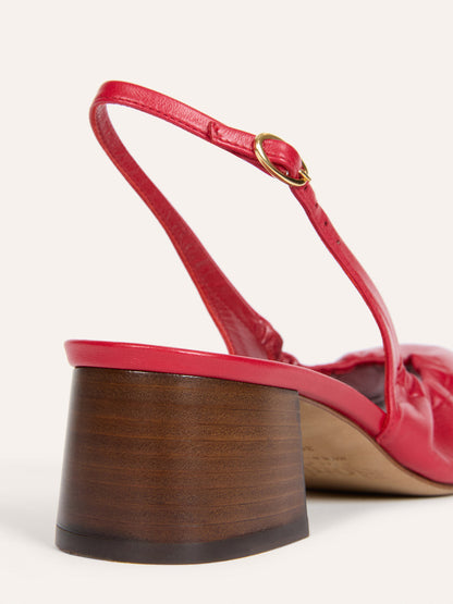 CATALANE red lambskin slingback pumps, back view by Rouje