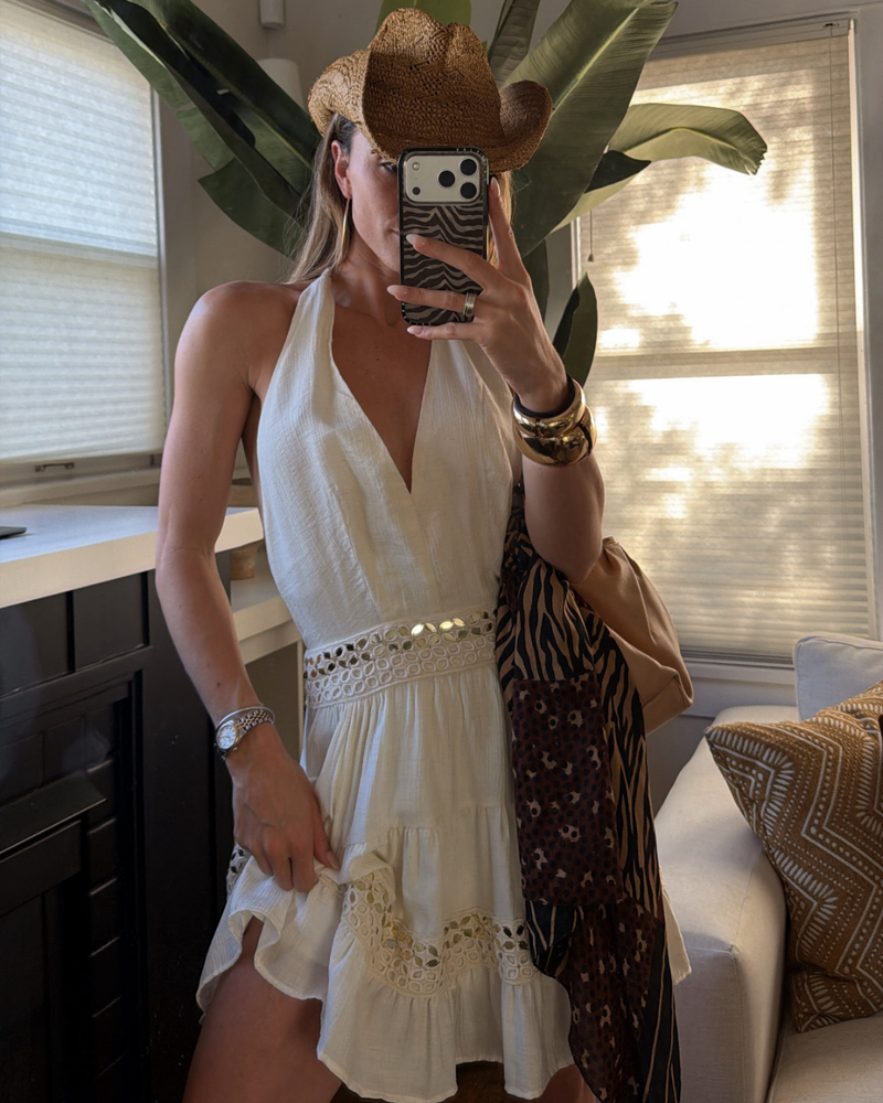 Solana White Halter Mini Dress