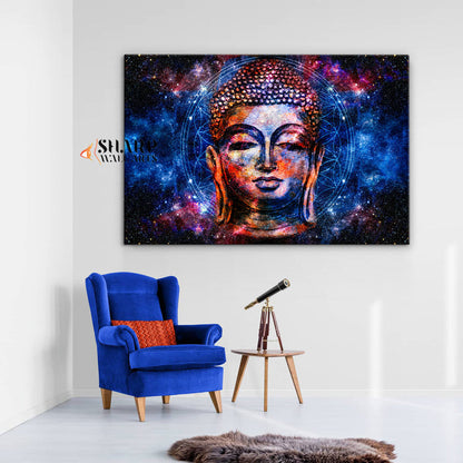 Space Buddha Canvas Wall Art