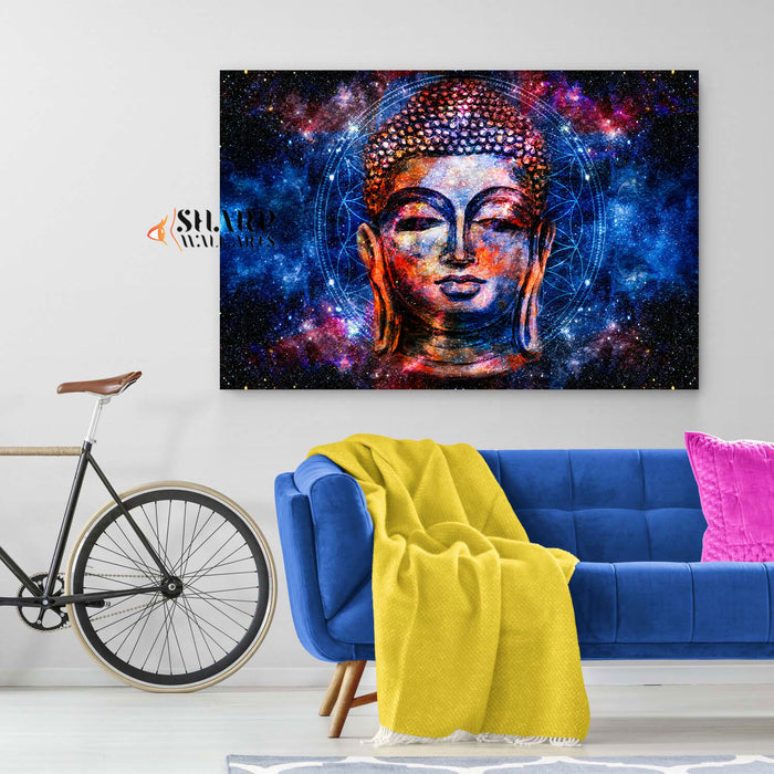 Space Buddha Canvas Wall Art